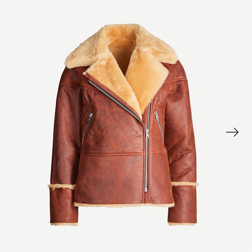 Sandro 100% Shearling Aviator Jacket